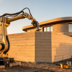 Impresora 3D construyendo una casa de hormigón