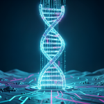 Ilustración conceptual del almacenamiento de datos en ADN