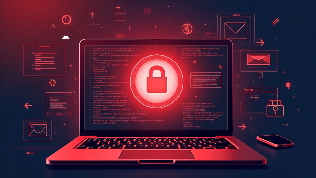 Ilustración de un ataque ransomware que cifra archivos en un ordenador