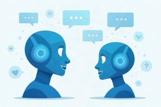 Ilustración de un asistente de inteligencia artificial conversando