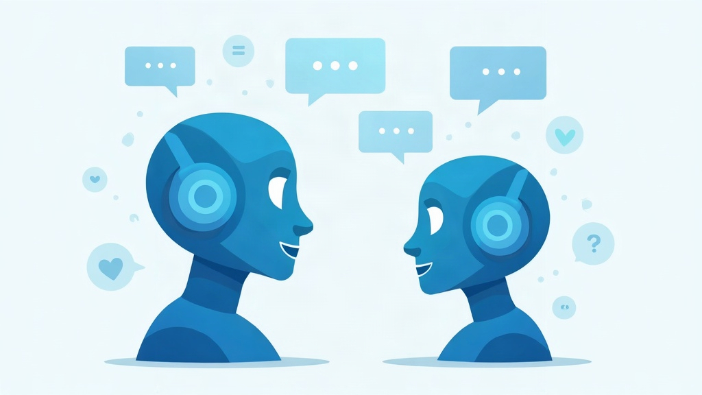 Ilustración de un asistente de inteligencia artificial conversando