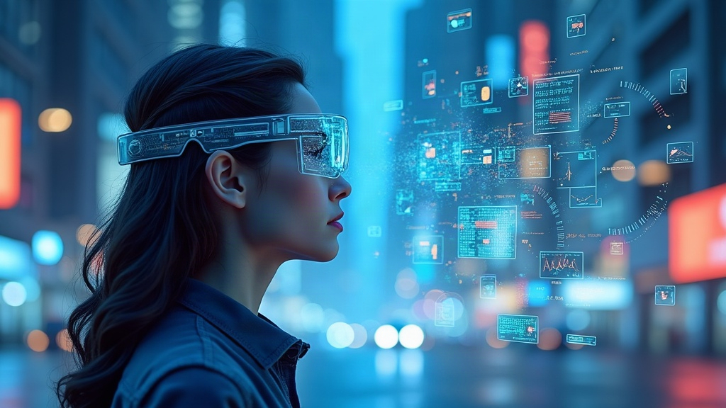 Ilustración de realidad aumentada con hologramas