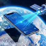 Smartphone recibiendo señal de satélite en órbita